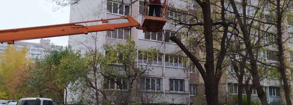 Кронування дерев за адресами: вул. Тростянецька, 6; вул. Тростянецька, 6ж.